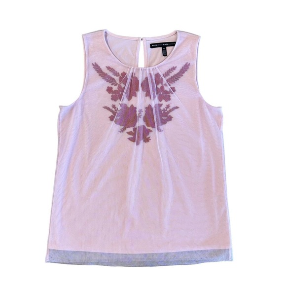 White House Black Market Tops - White House Black Market Light Pink Tulle Layered Sleeveless Tank Top Size XS